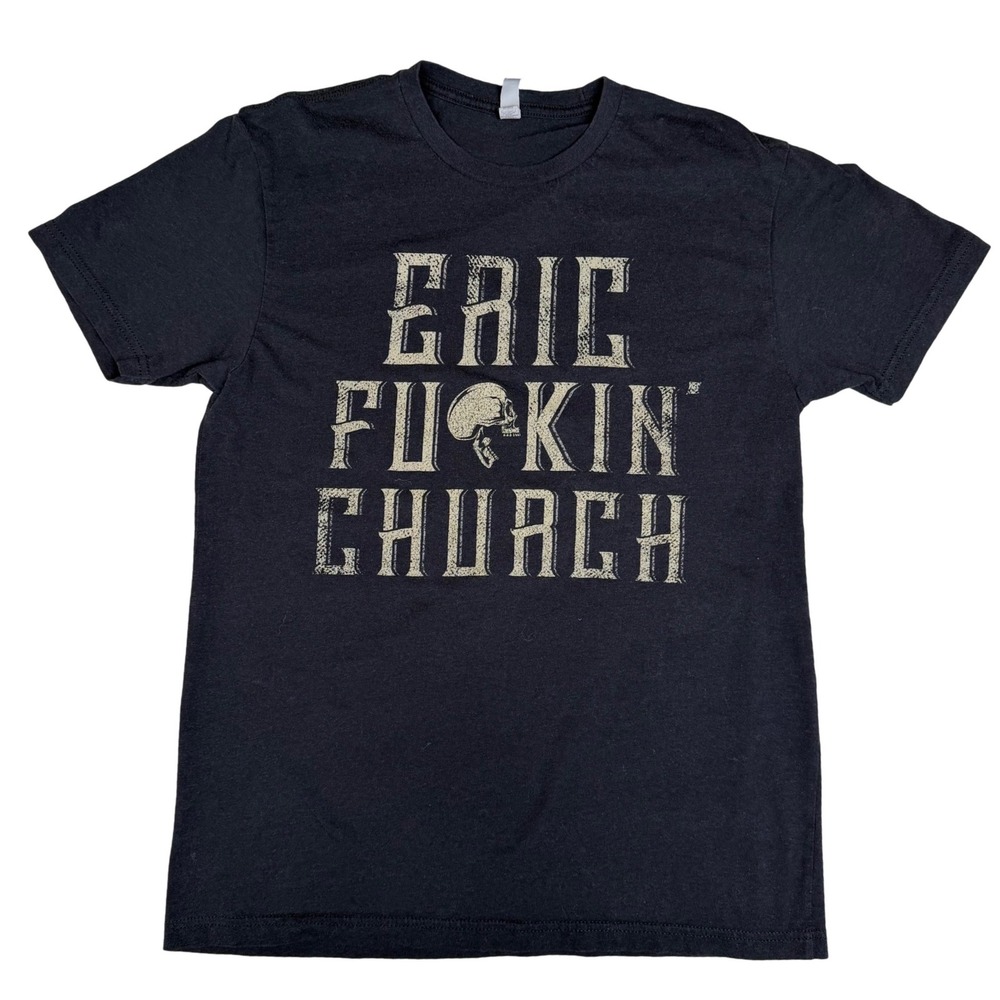 Eric Church Graphic T-Shirt Skull Outlaw Country Music Merch Black Medium